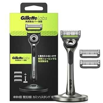 メロン　ジレットラボ 本体+替刃3個+スタンドの計4個セット ジレット Gillette Labs 角質除去バー搭載 カミソリスタンド付